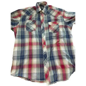 Wrangler Men's plaid short Sleeve snap Button Down Casual Shirts XL